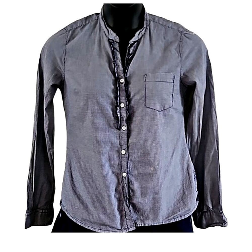 H&M L.O.G.G Blue Plaid Button Up Shirt Women’s Size 12 Long Sleeve Casual Work